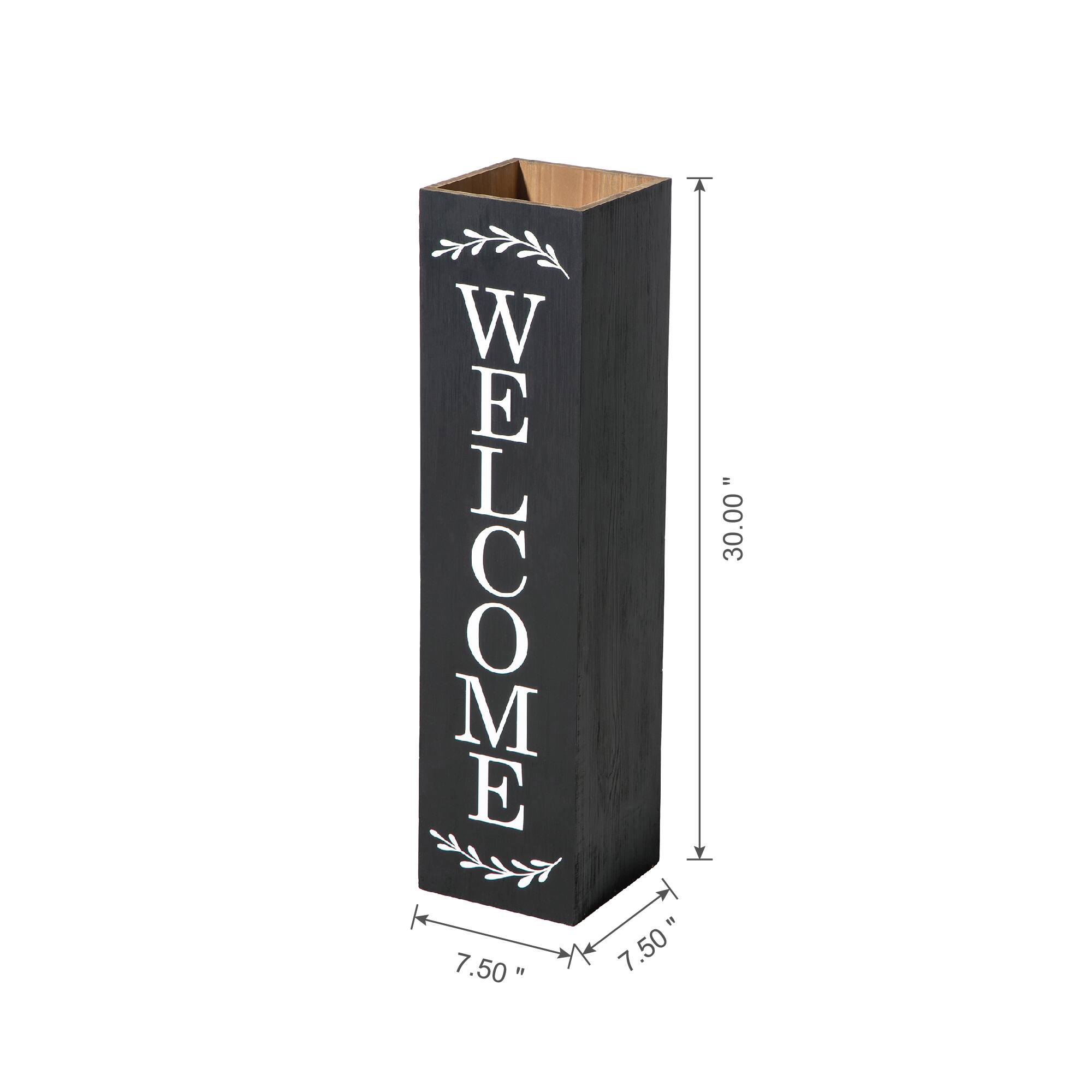 Glitzhome® 30" Black Wood Boxed Welcome Porch Sign